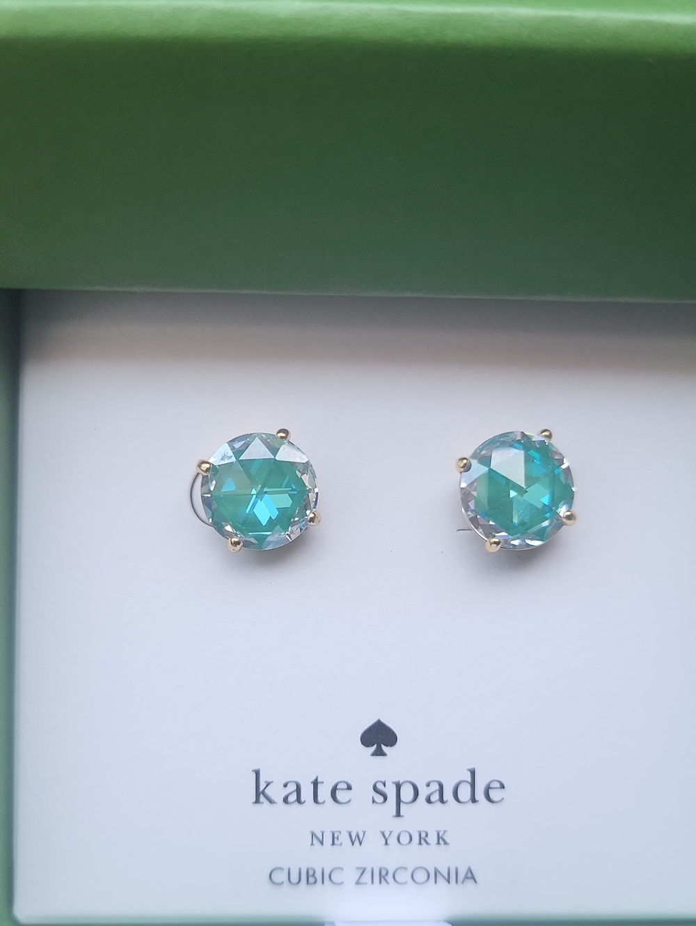 kate spade aqua-green crystal stud earrings